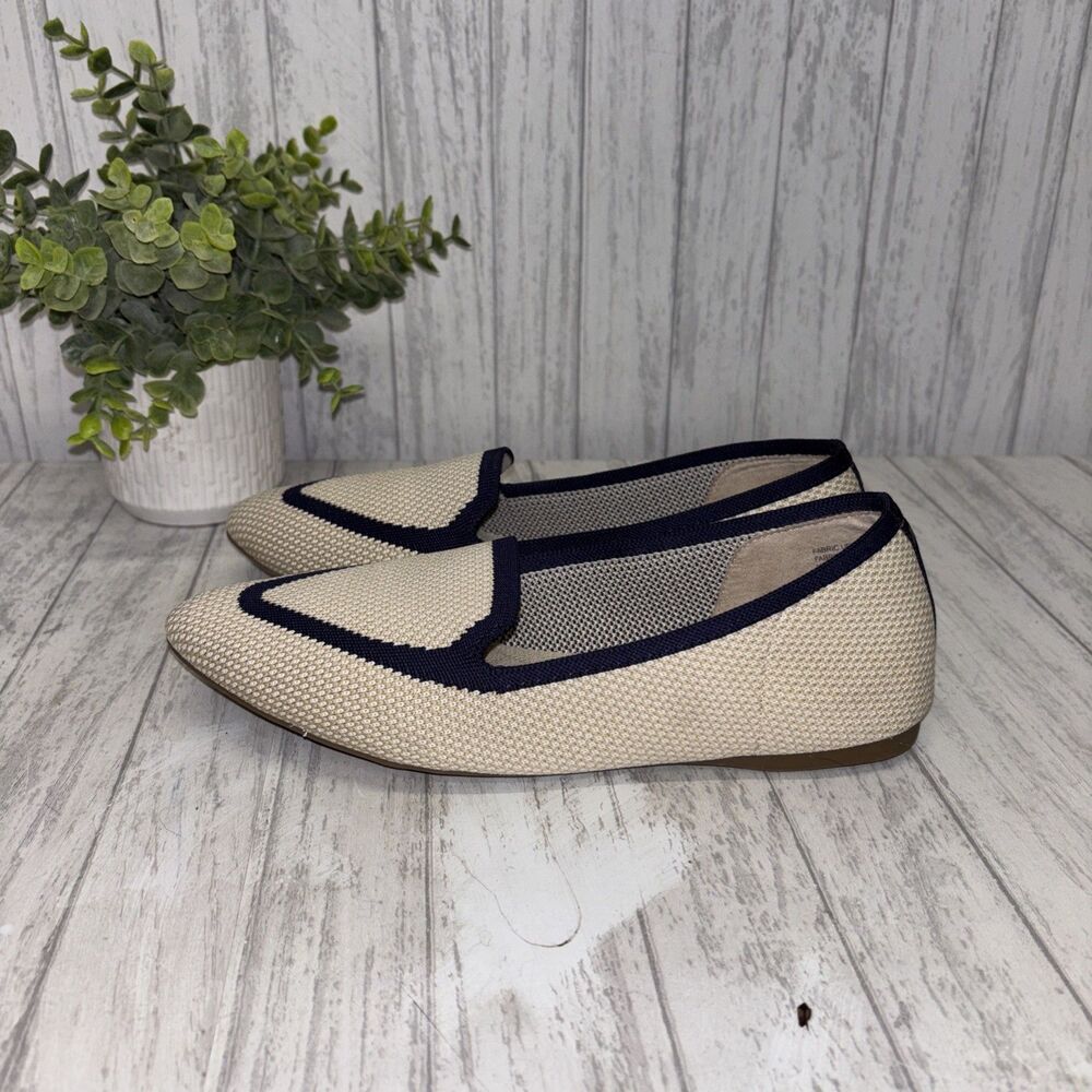 Womens Size 7.5 Birdies Eggshell And Navy EUC